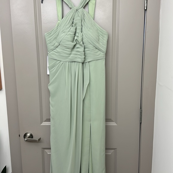 Dusty sage Azazie floor length gown - Picture 3 of 9